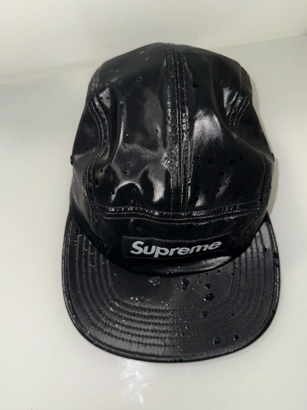 Supreme Black Shiny Water Drops 5-Panel Cap - Picture 5 of 14